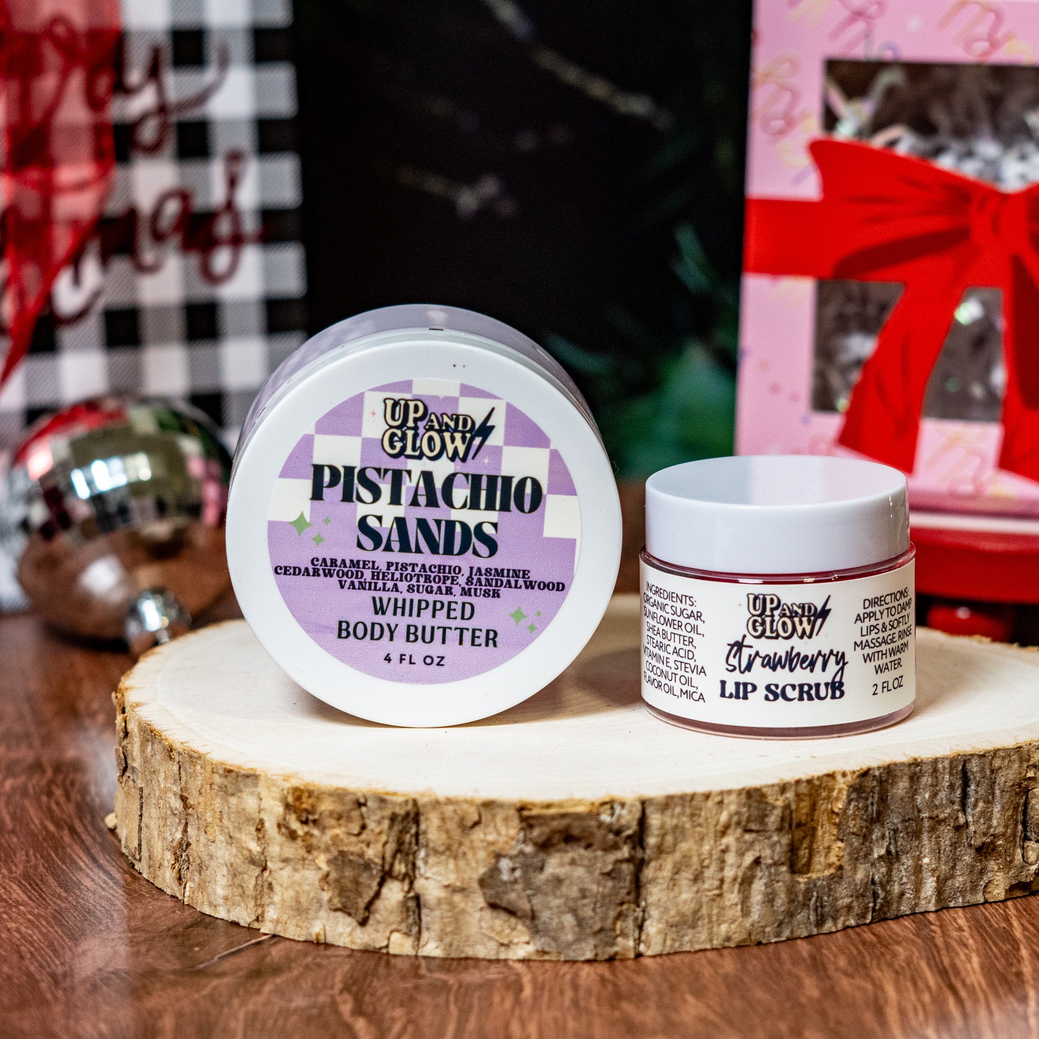 Pistachio Sands whipped body butter & Strawberry Lip Scrub