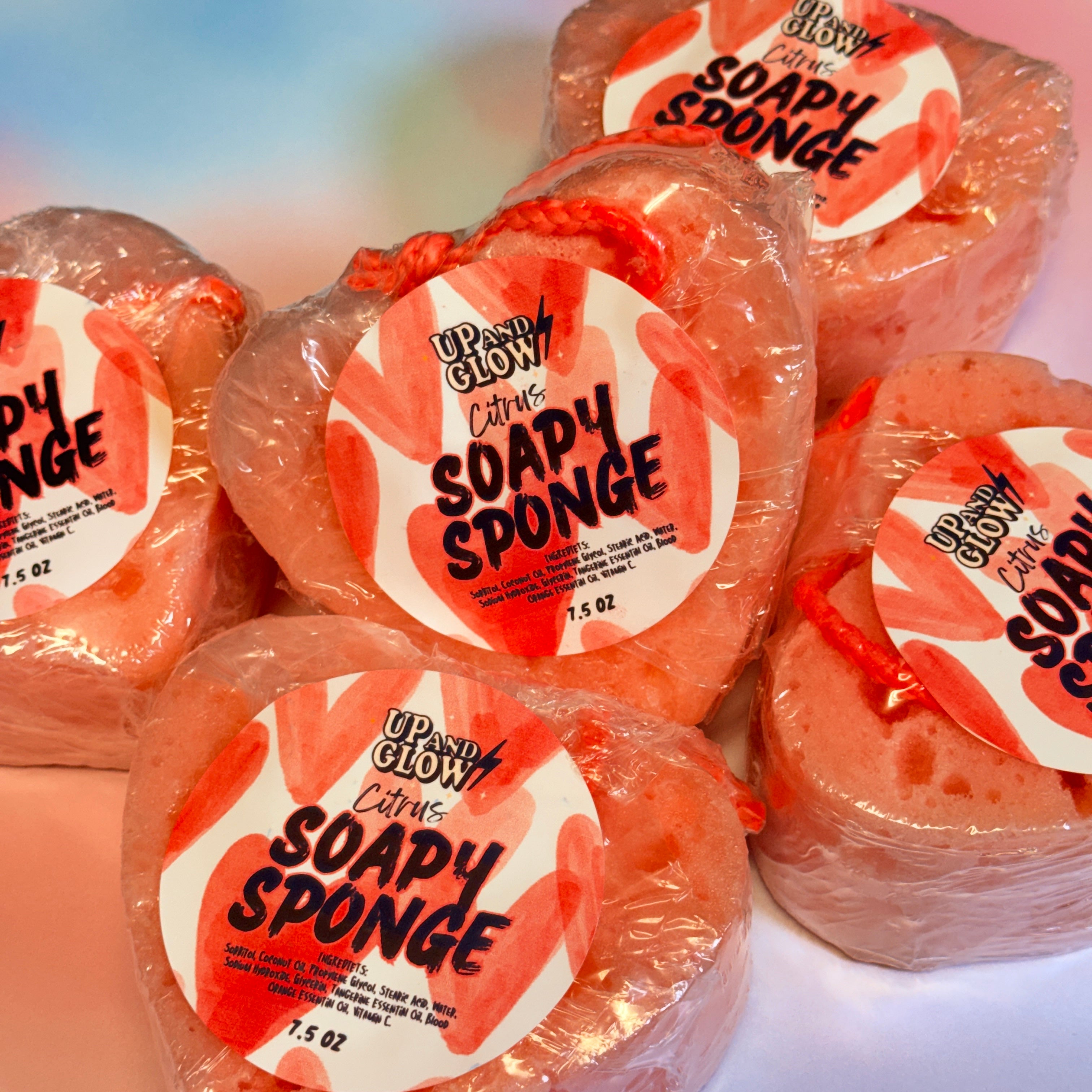 Citrus Detergent Free Soapy Sponge- conversation heart